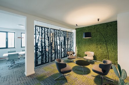 Büro grün/weiß Naturoptik an Wand und Boden - Ihr Maler Hülsbusch aus Münster